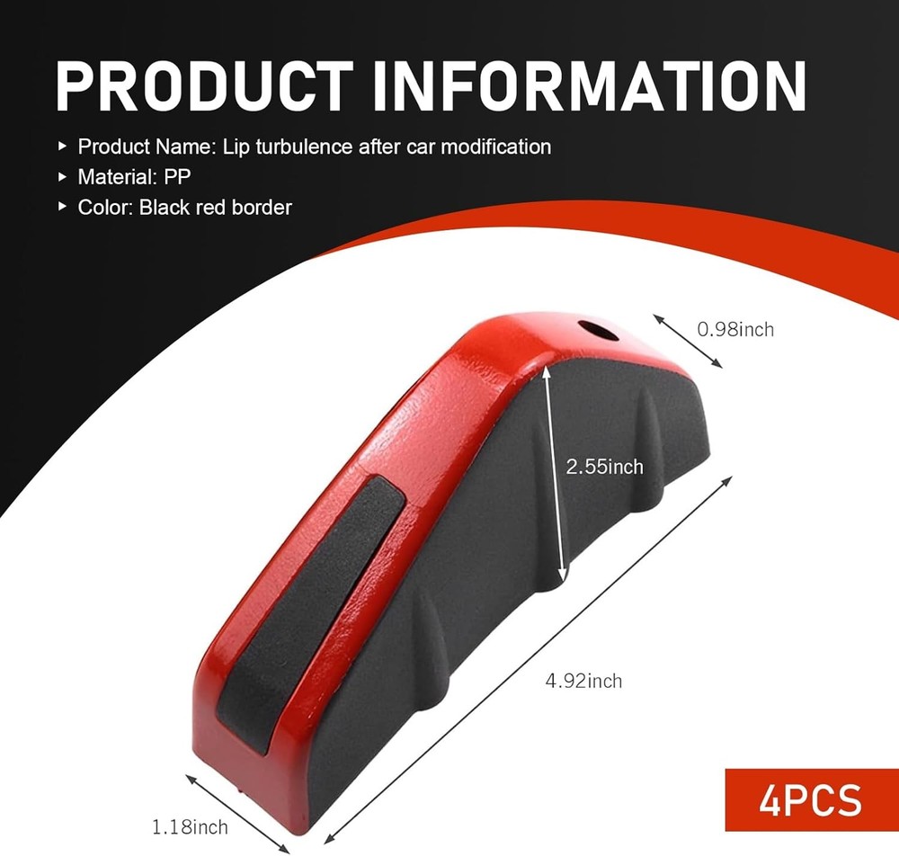 4 PCS Lower Bumper Lip Diffuser, Anti-scratch Triangular-shape Bump Color: Red