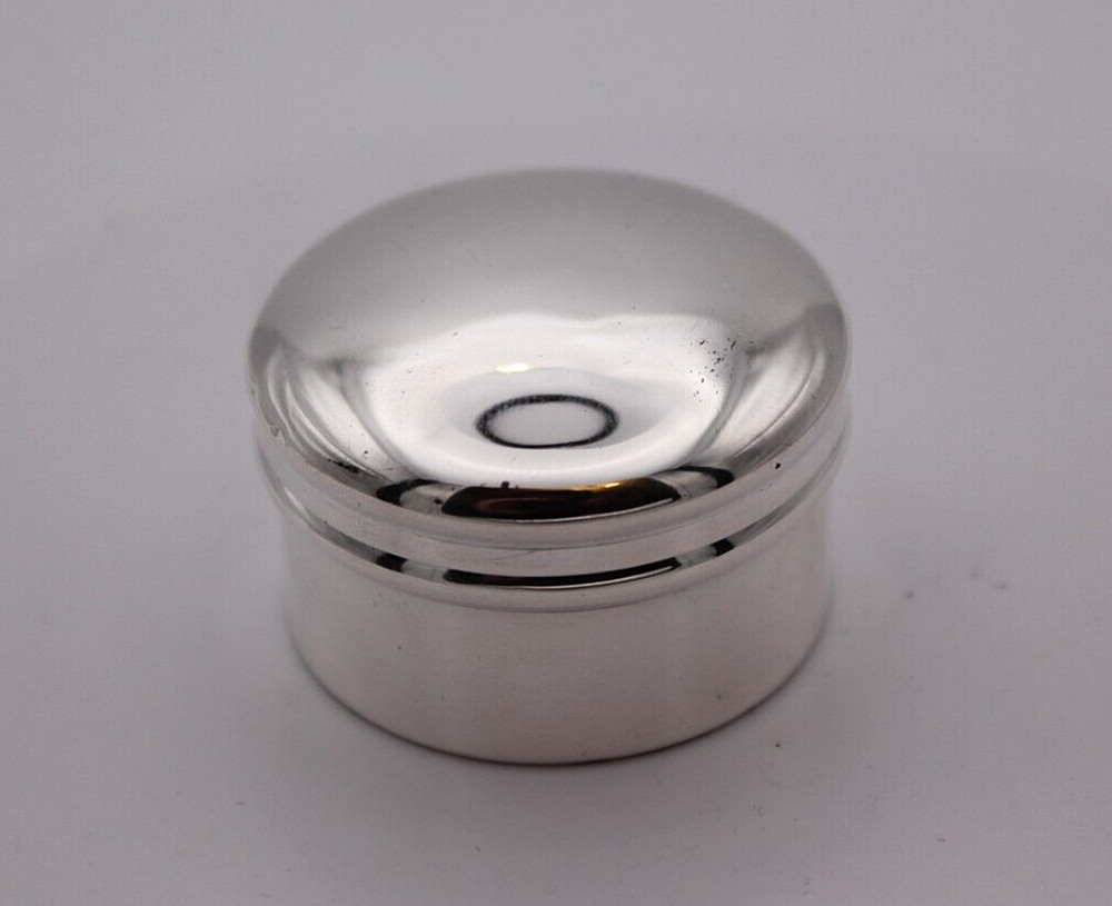 Sterling Silver pill / patch box 37 mm dia. Birmingham 1904