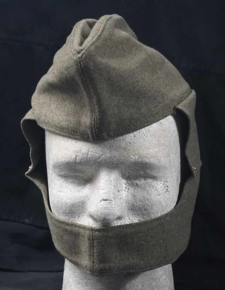 West German Winter Side Cap. Fold Down Flaps. Wool. 1960's