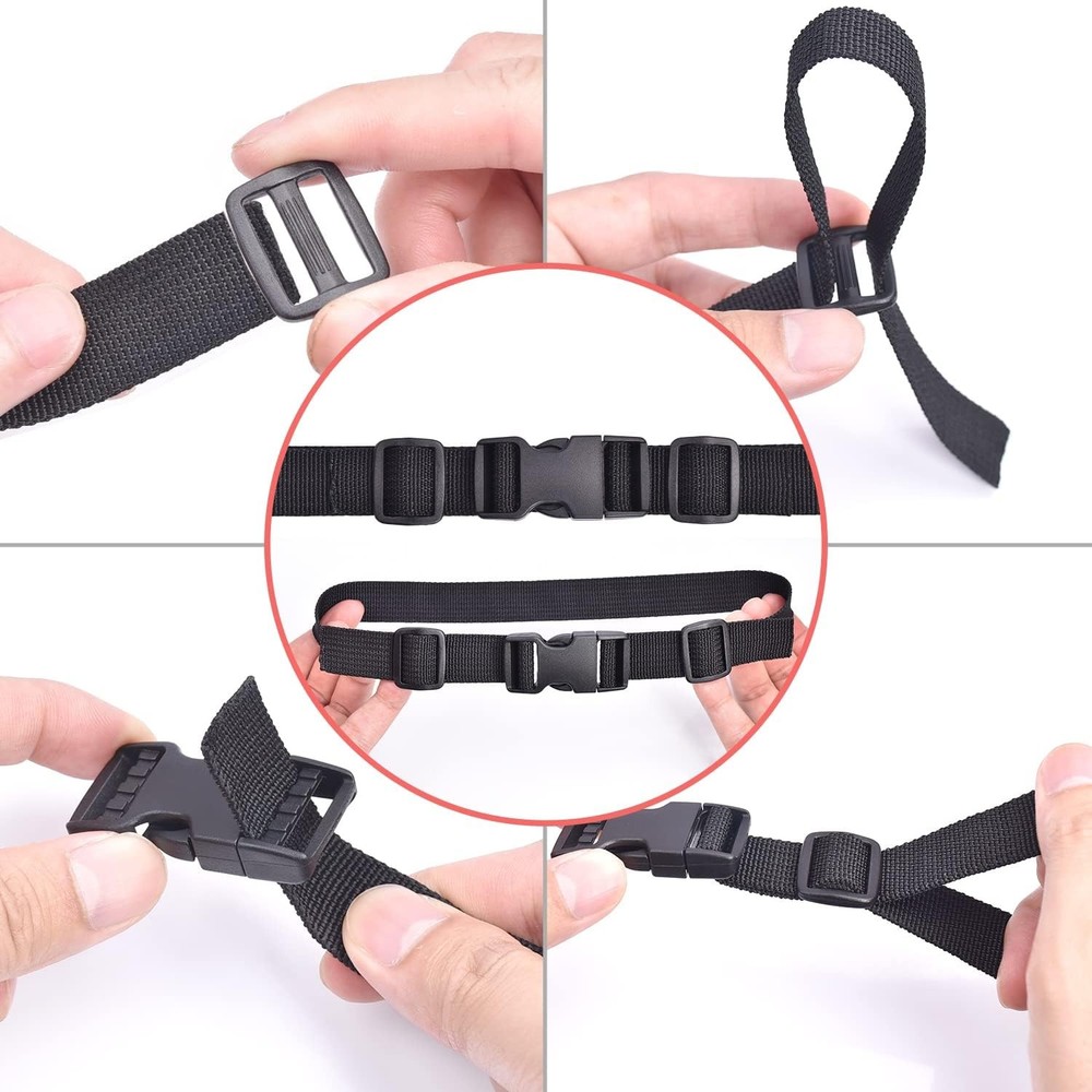 6 Pack 1" Buckle Quick Side Release Buckles Dual Adjustable No Sewing Clips
