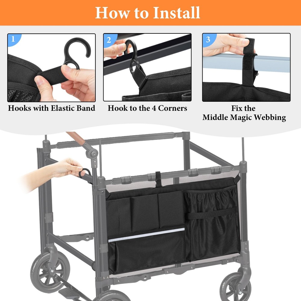 Stroller Wagon Cargo Net, Wagon Accessories Organizer Compatible with WONDERF...
