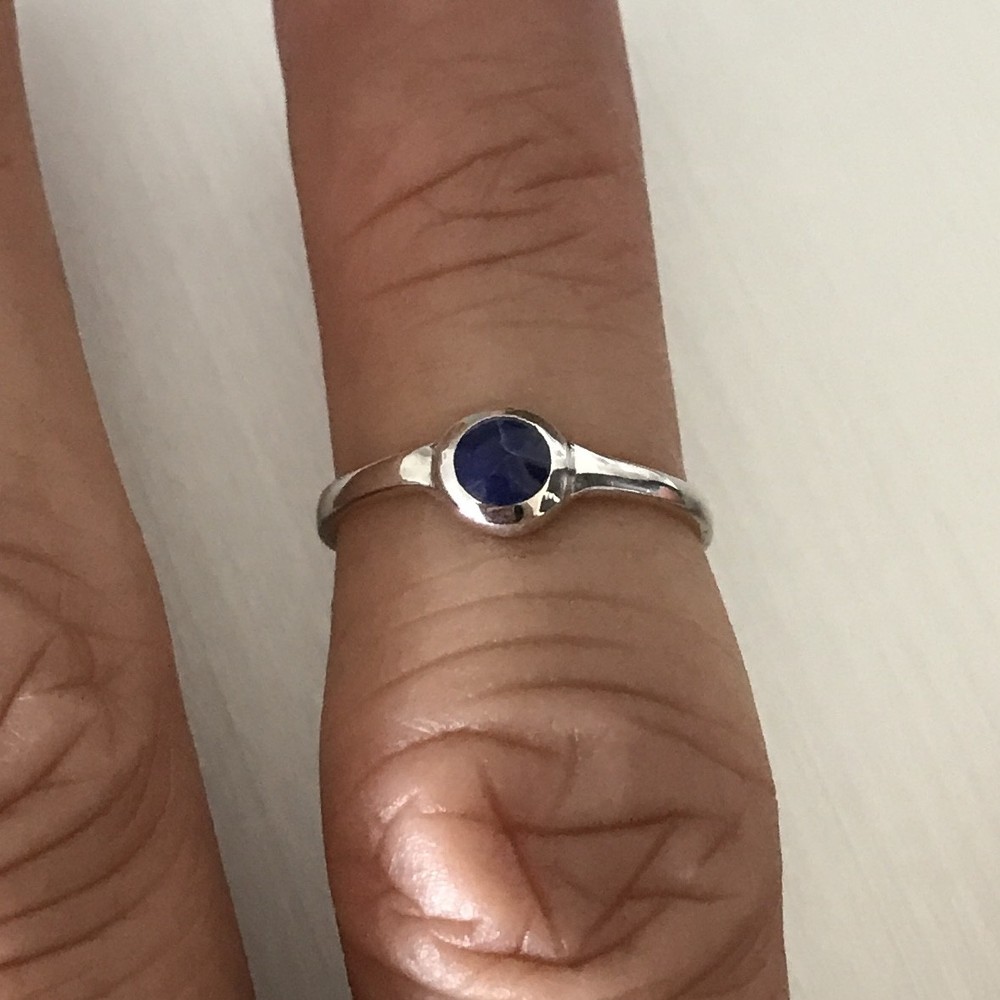 Sterling Silver Toe Ring with Synthetic Sodalite, Silver Ring, Boho Ring