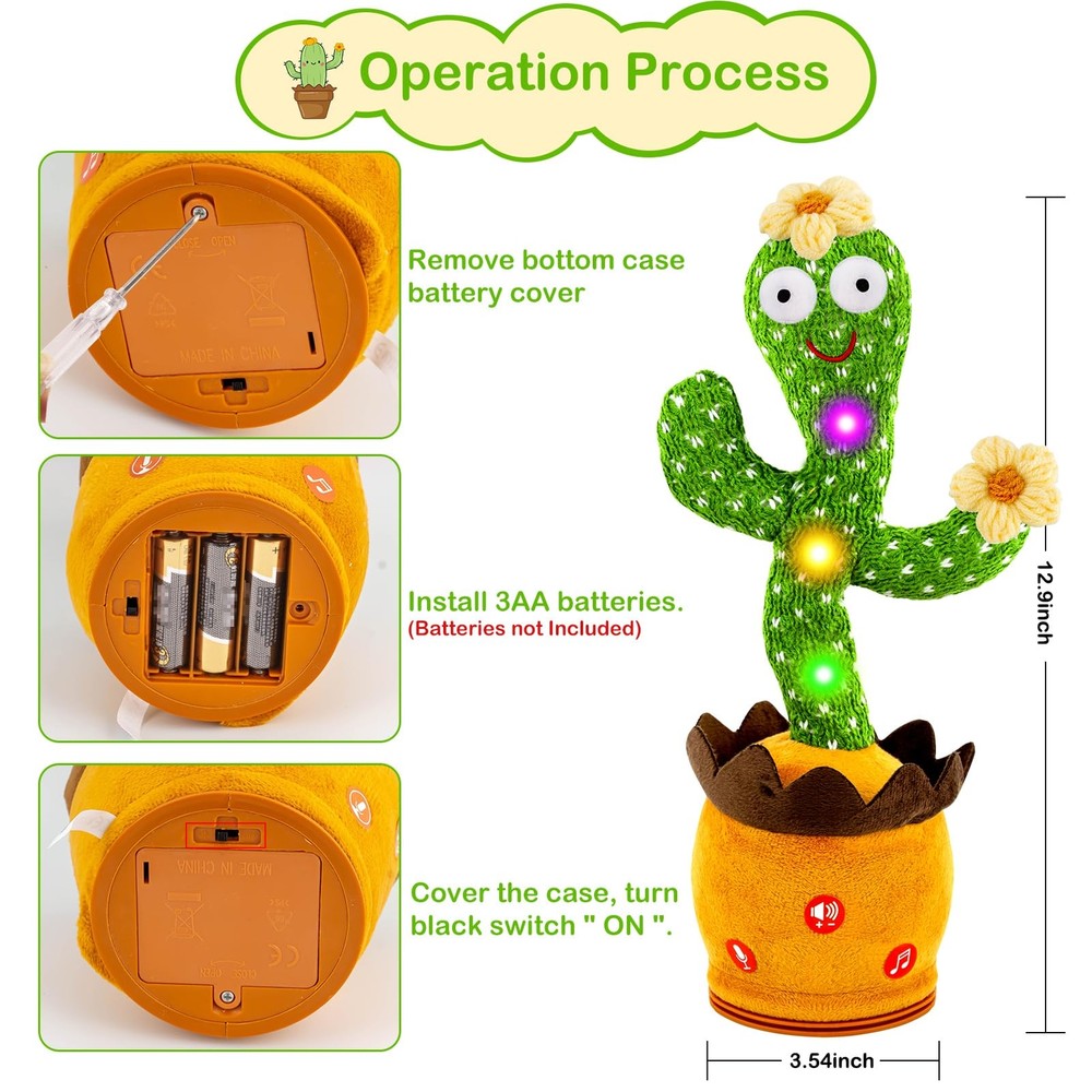Dancing Talking Cactus Toy, Singing, Repeating Cactus, Funny Dancing Talking ...