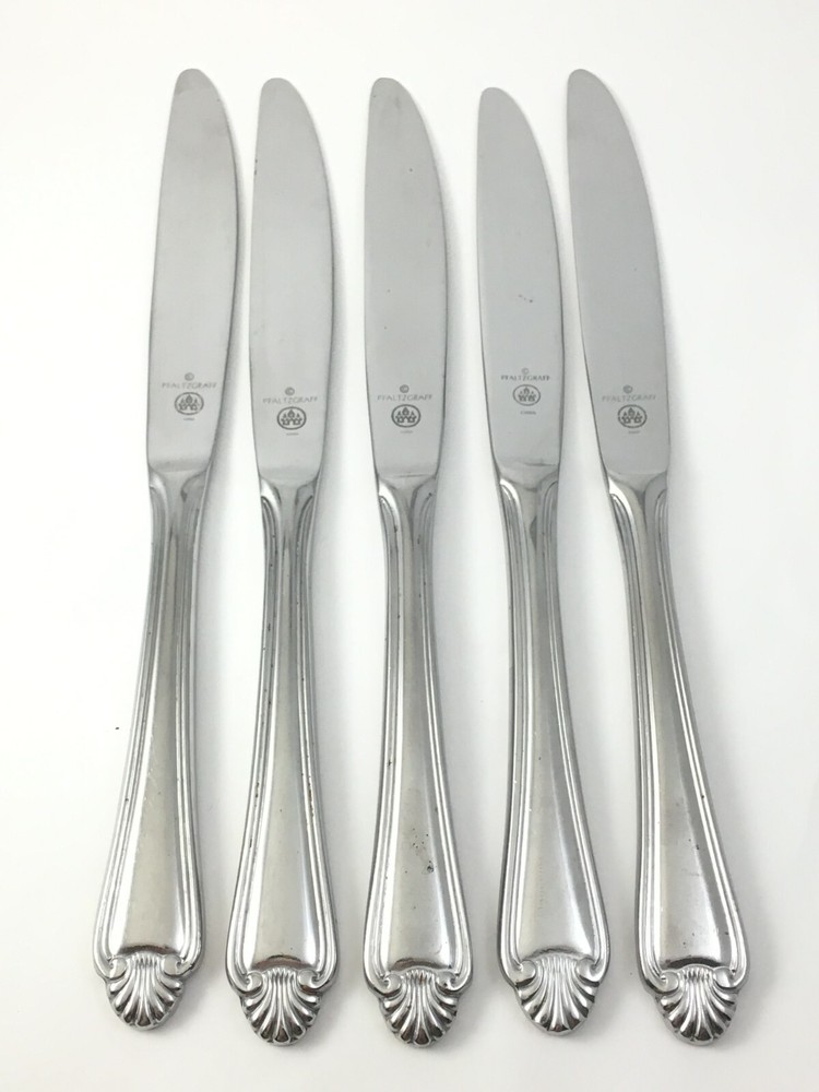Pfaltzgraff Stainless Biscayne Glossy 5 Dinner Knives Fan Tip Flatware