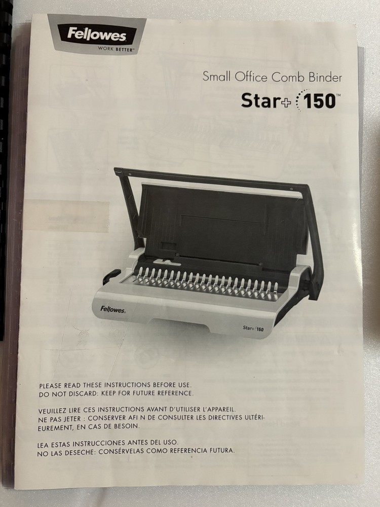 Fellowes Star+Plus Manual Comb Binding Machine