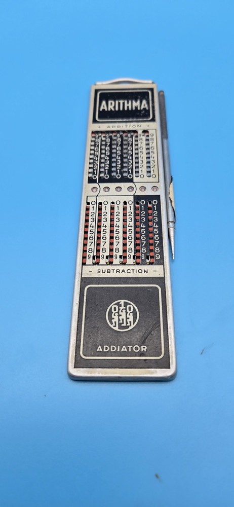 Vintage Arithma Addiator - Adding Machine Calculator with Stylus Germany