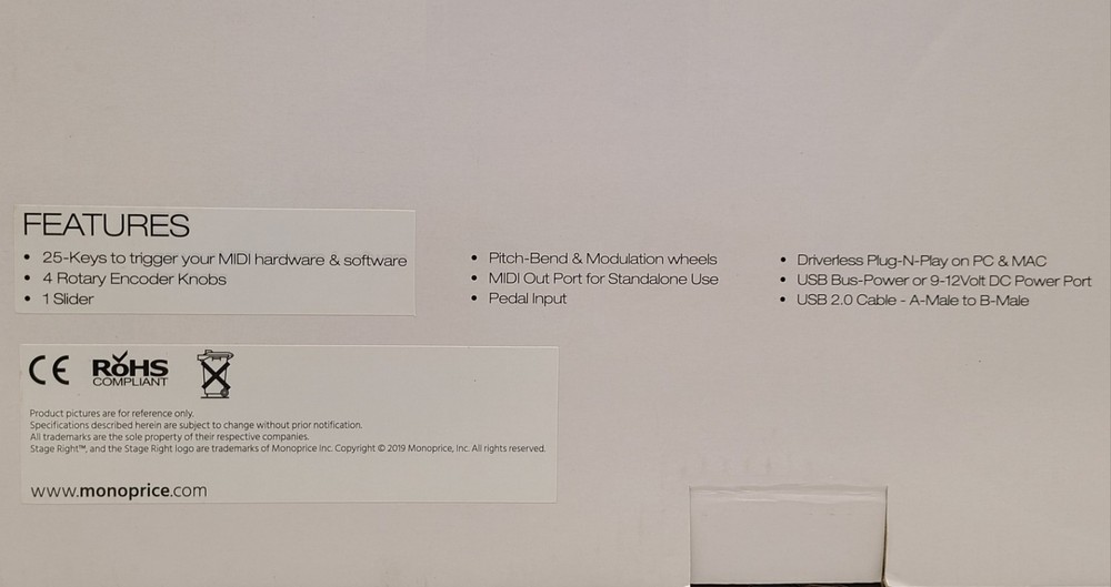 Stage Right By Monoprice 25-Key Midi Keyboard Controller