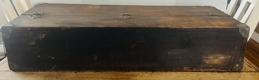 Unique Antique Handmade Solid Wood Utility Tool Box - 30”x11”x6”
