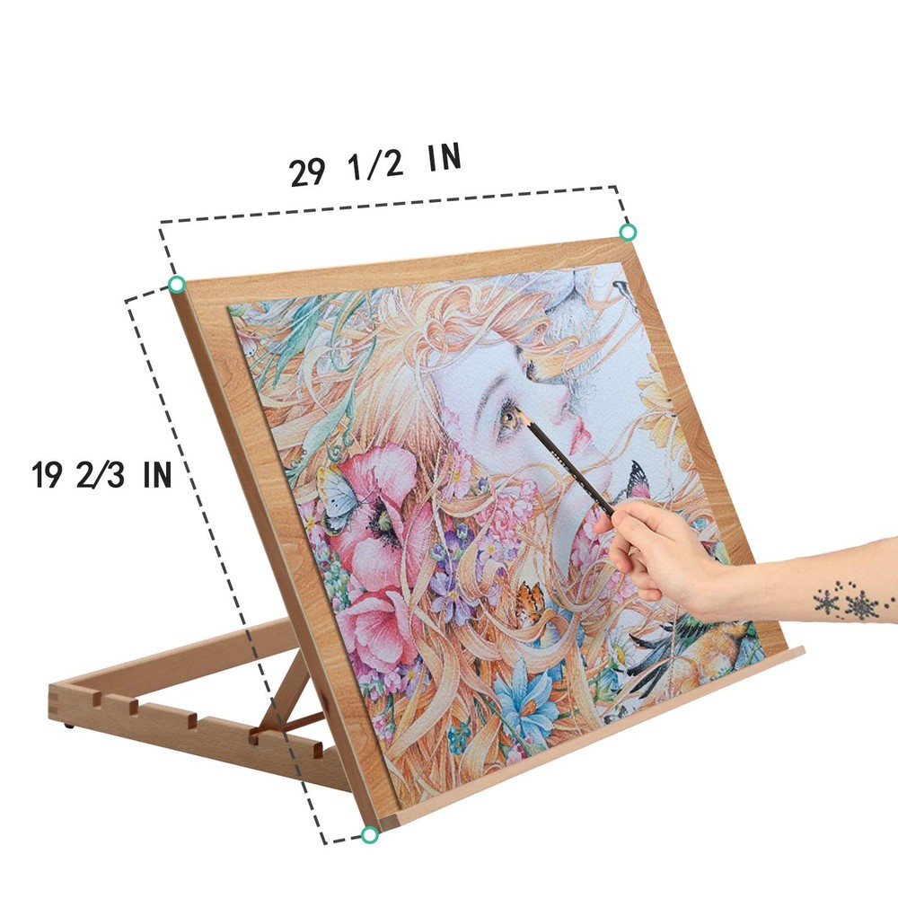 Extra Large 5-Position Wood Drafting Table Easel Drawing and Sketching Board,...