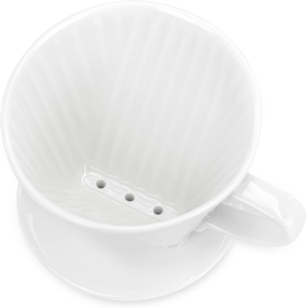 Pour over Ceramic - Coffee Dripper Ceramic Coffee Maker with 3 Holes Flat Bottom