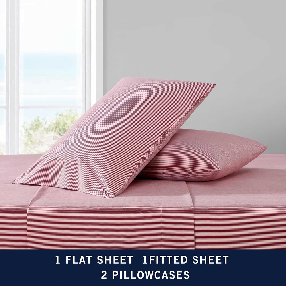 - Twin Sheet Set, Lightweight & Breathable Cotton Percale Bedding Set with Match