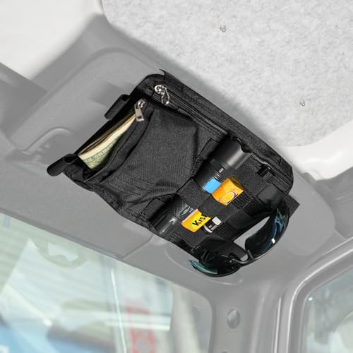 Multi-Functional Car Sun Visor Organizer with MOLLE Tactical Design, 1