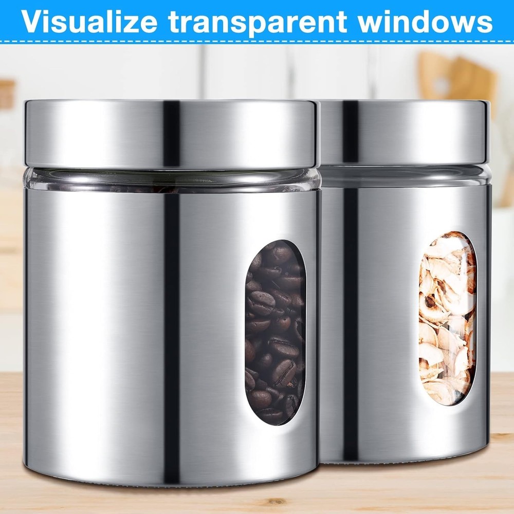 Durable 6 Pack Canister Set with Transparent Windows - 20 oz Storage Solution