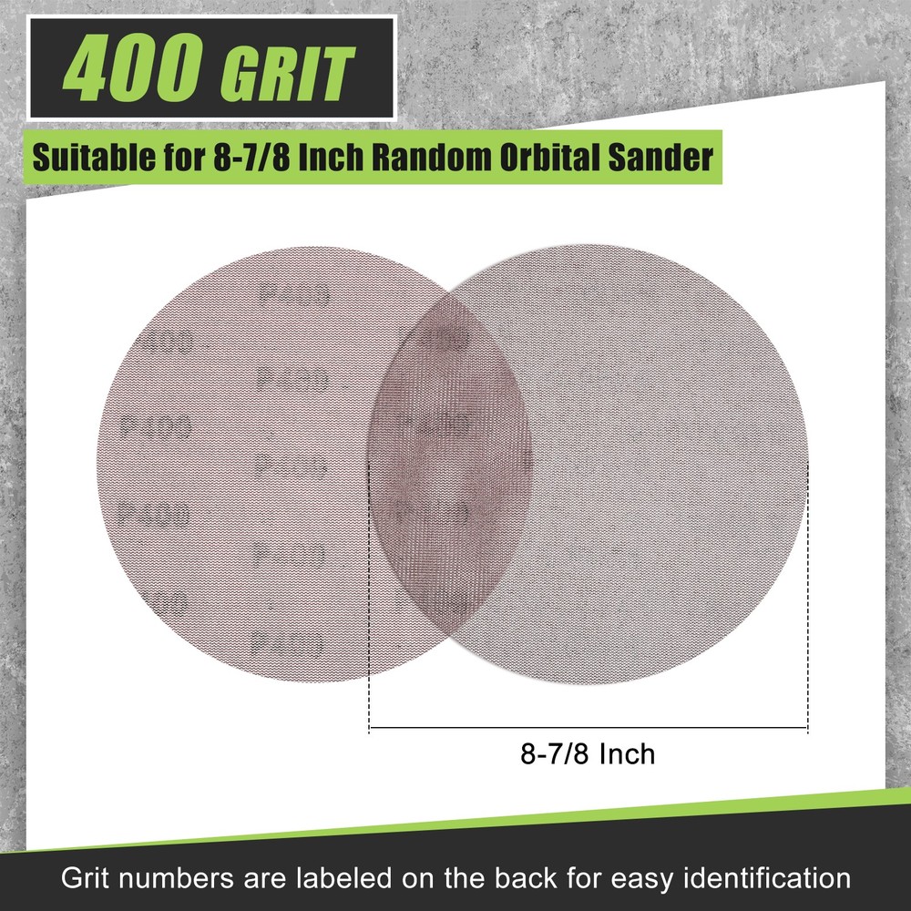 5 Pcs 8-7/8 Inch Grid Sanding Discs, 400 Grit Wall Sanding Discs