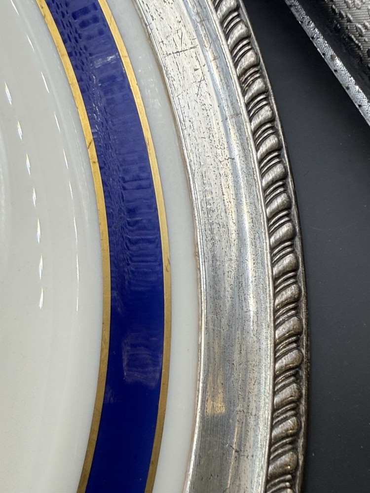 Lenox Sterling Silver Gorham Large Serving Dish 14 Inch Platter Ceramic