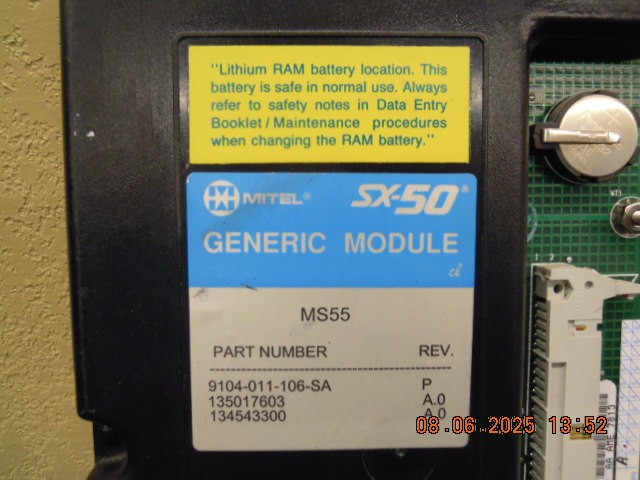 MITEL 9104-011-106-SA SX-50 Software GENERIC MODULE MS-55 | 9104-011-106 | Test