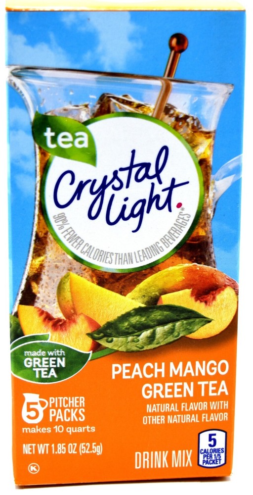 4 10-Quart Boxes Crystal Light Peach Mango Green Tea Drink Mix