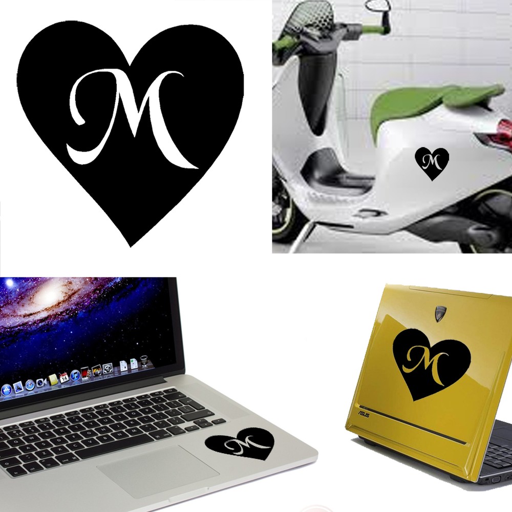Heart Letter M, Sticker Vinyl