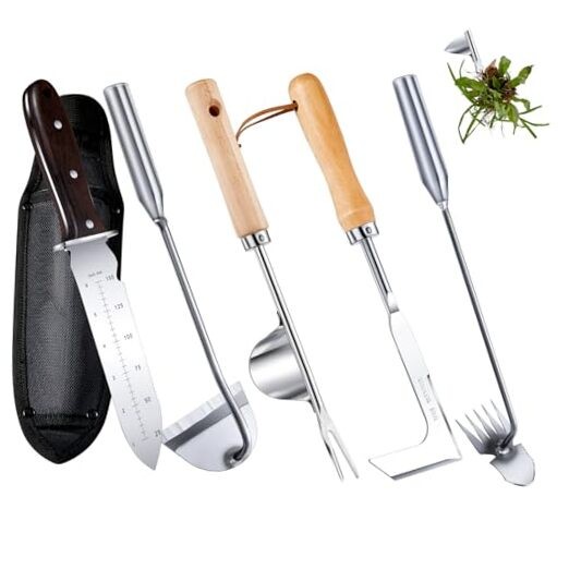 5 Pcs Weed Puller Set Include Hori Weeding Knife Uprooting Crack Classic