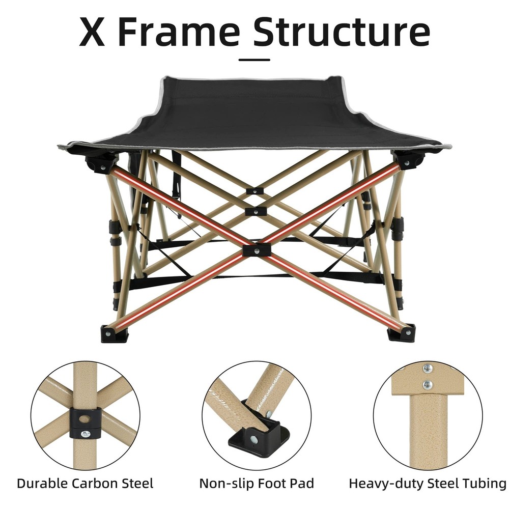 Portable Camping Cot, 600LBS Max Load, Extra Wide with Thick Mattress, Foldin...