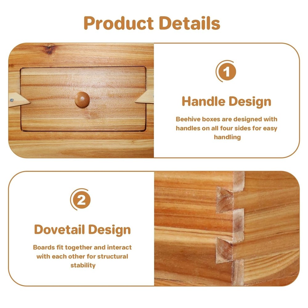 10-Frame Complete Beehive Frame Kit Wax Coated w/ 1 Deep Box 1 Medium Bee Box