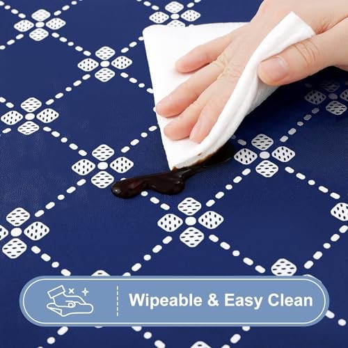 Rectangle Vinyl Table Cloth, Elastic Fitted 72" x 30" (Rectangular) 1 Navy