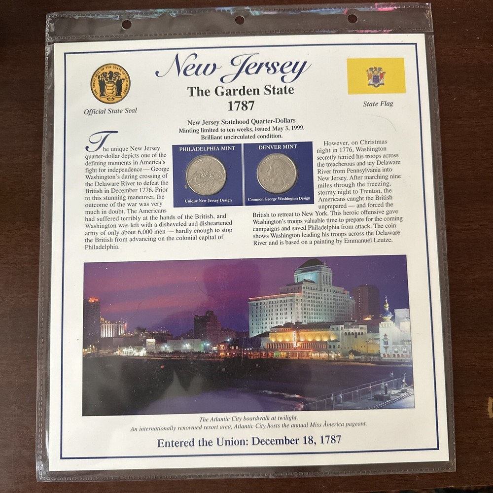 New Jersey Quarter and Stamp State Page MINT!!!!