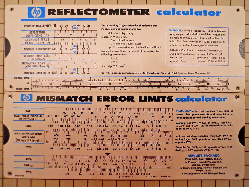 Microwave Reflectometer Mismatch Error Limits Slide Rule Calculator HP/ Keysight