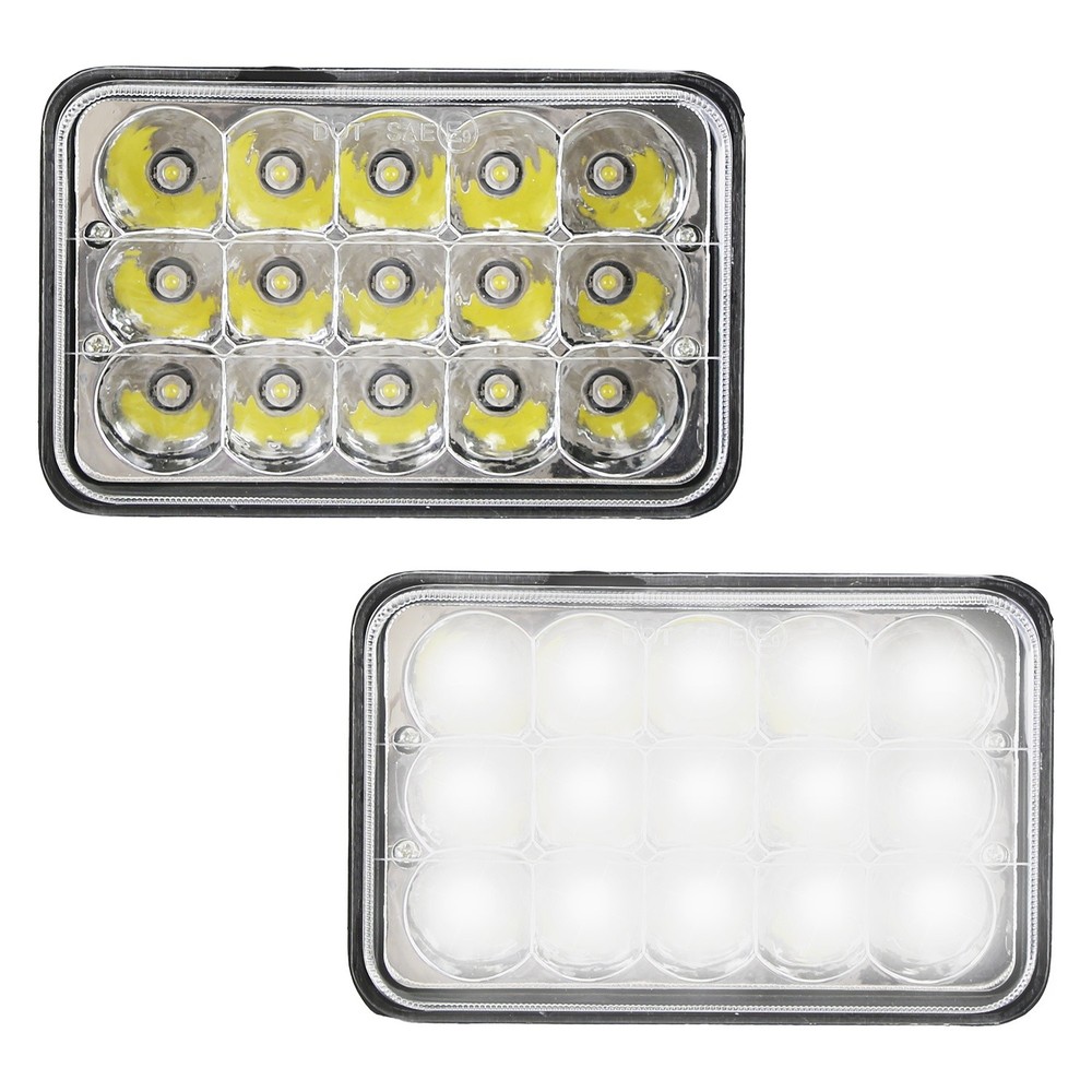 2Pcs 4x6in Car LED Headlights Vehicle Rectangular Headlamp With H4 Socket H4-