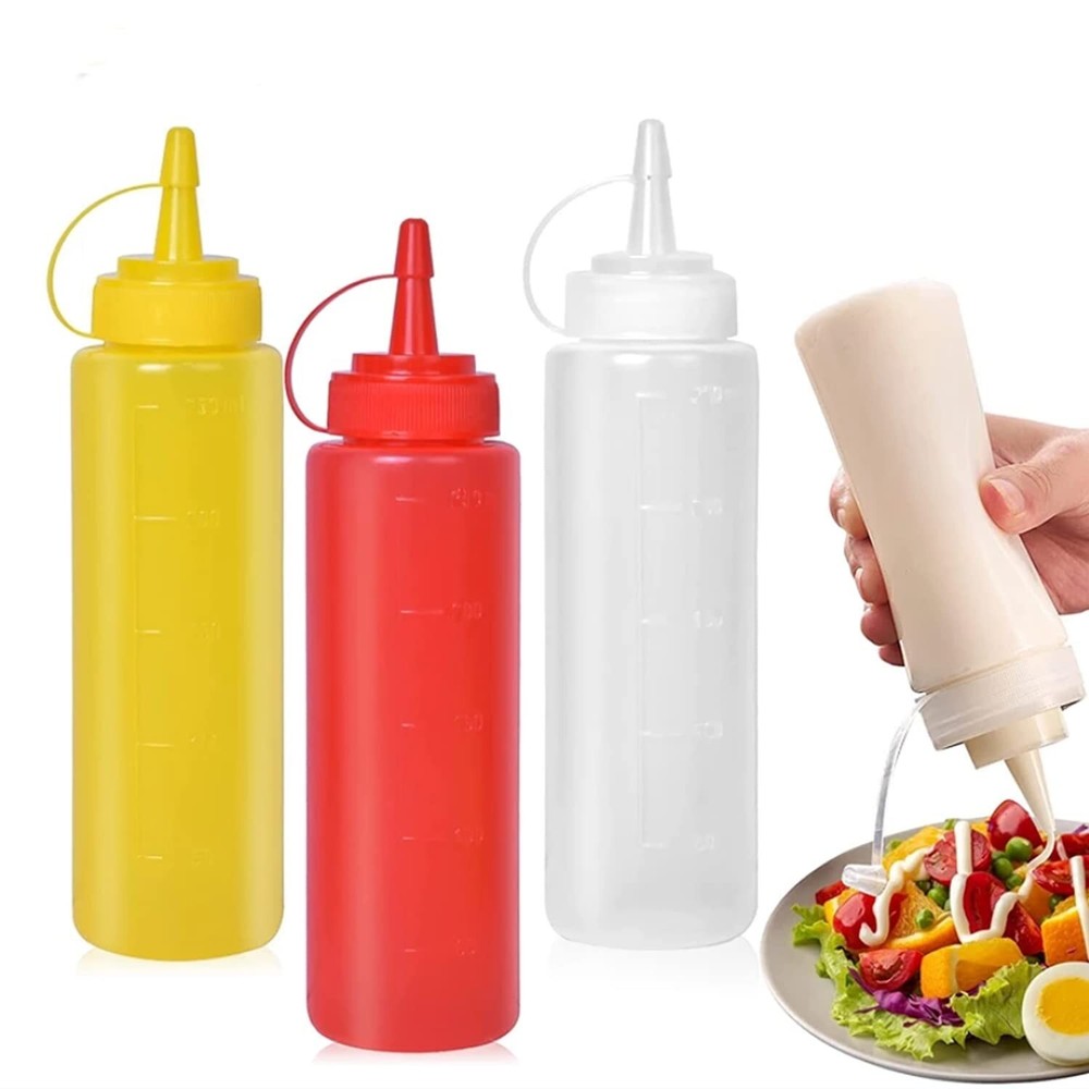 Condiment Sauces Squeeze Bottles - (3Pcs-13.5oz),with Leak-Proof Ca... Fast Ship