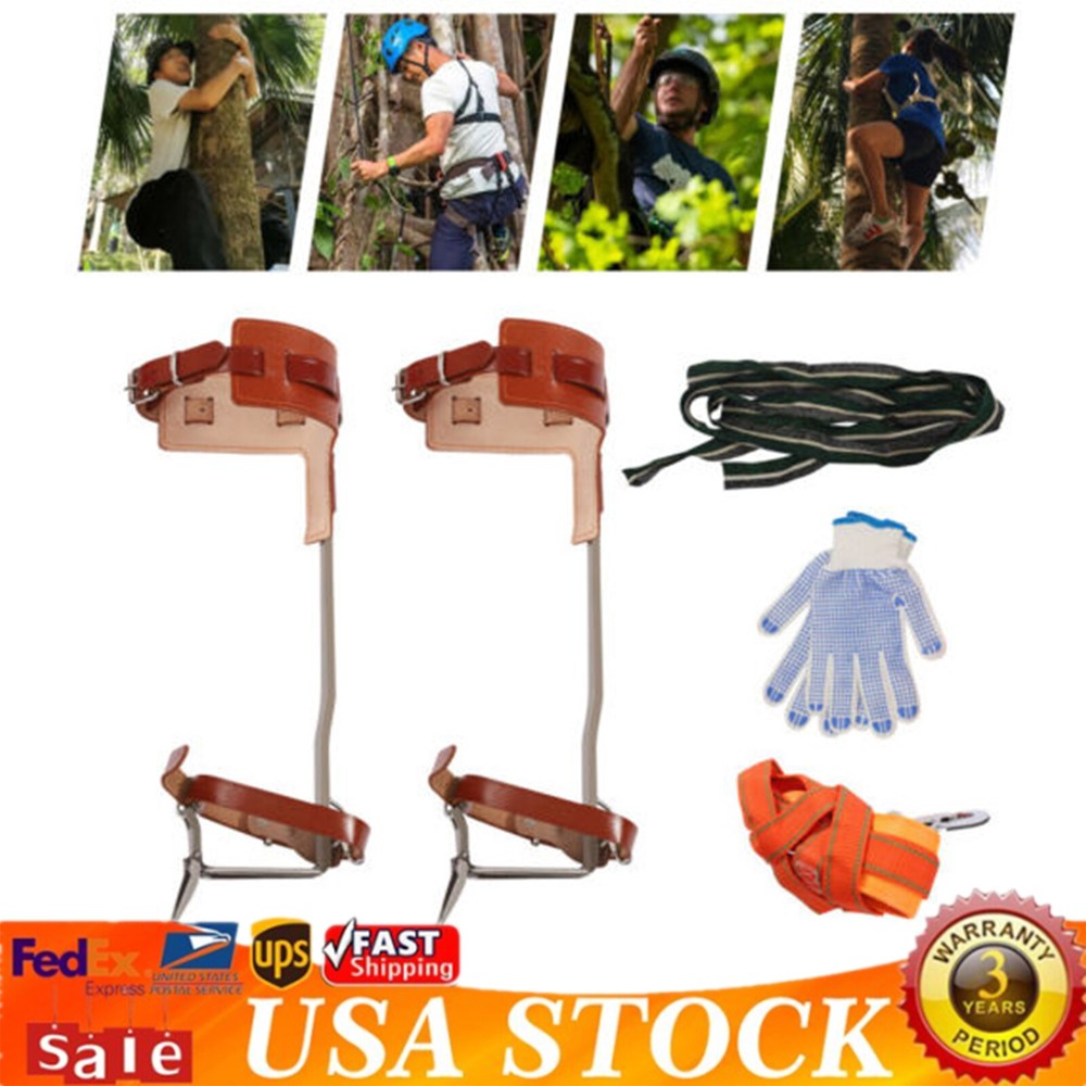 Adjustable Tree Climbing Spike Set Pole Climbing Spurs Tool Climber Strap Gaffs