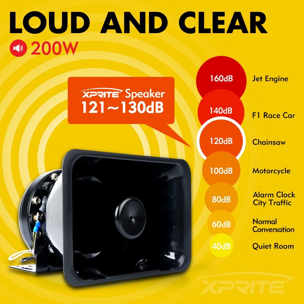 Xprite Compact 200 Watt High Performance Siren 200W, Horn Speaker
