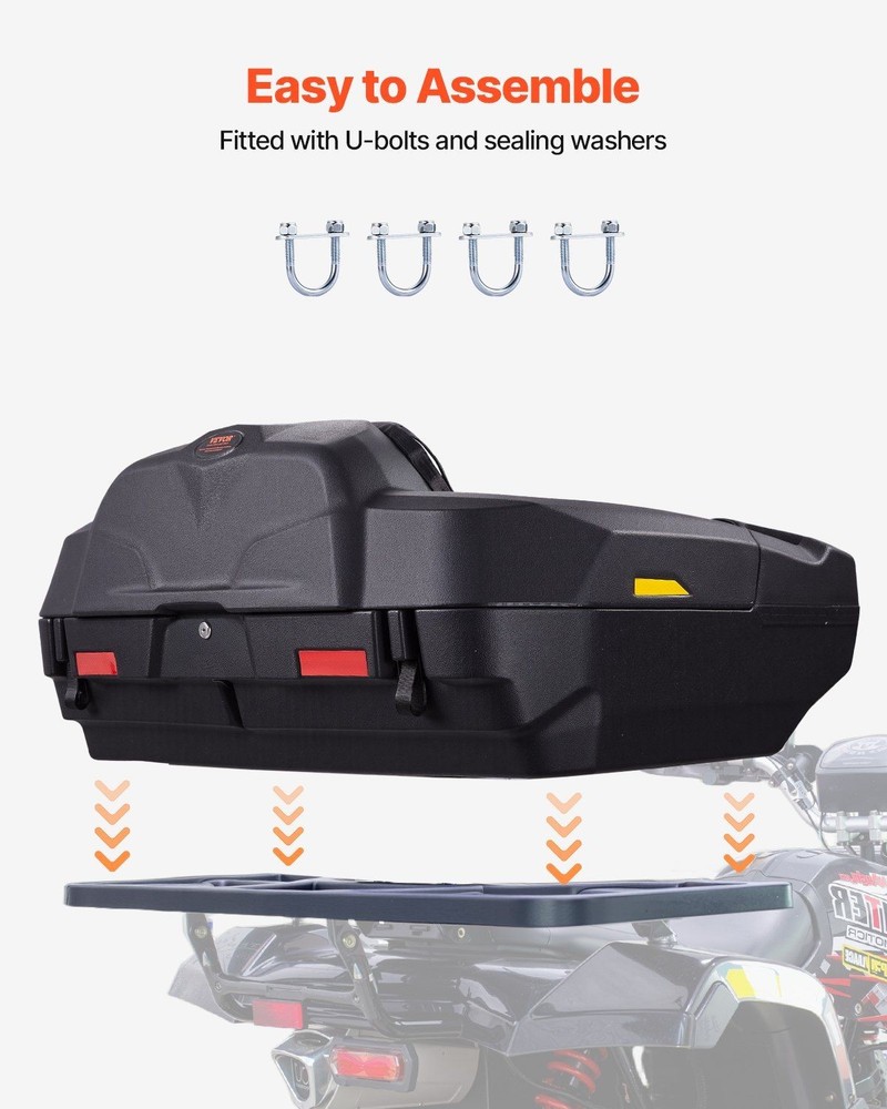 ATV Backrest Storage Box: 95L, LLDPE, Waterproof, Lockable, Fits Most Rear Racks