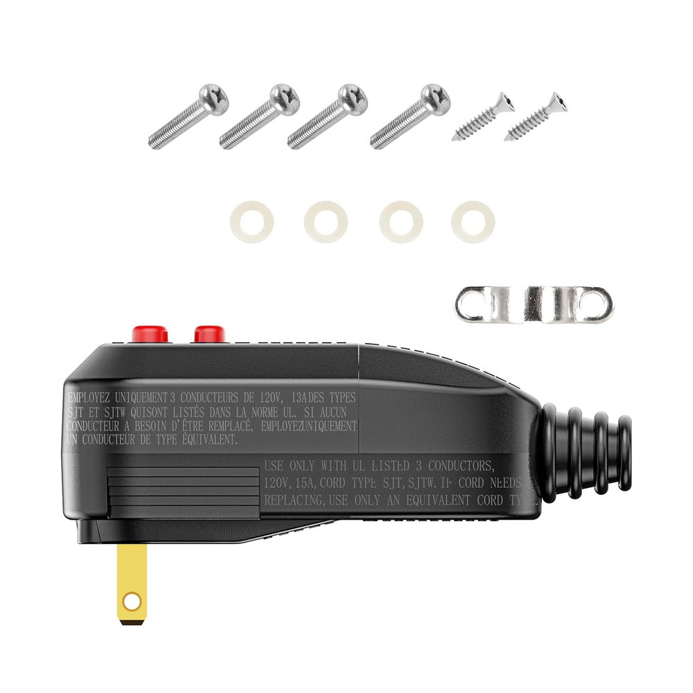 15A GFCI Replacement Plug, Auto Reset 2-Prong Safety Plug for Pressure Washer, H