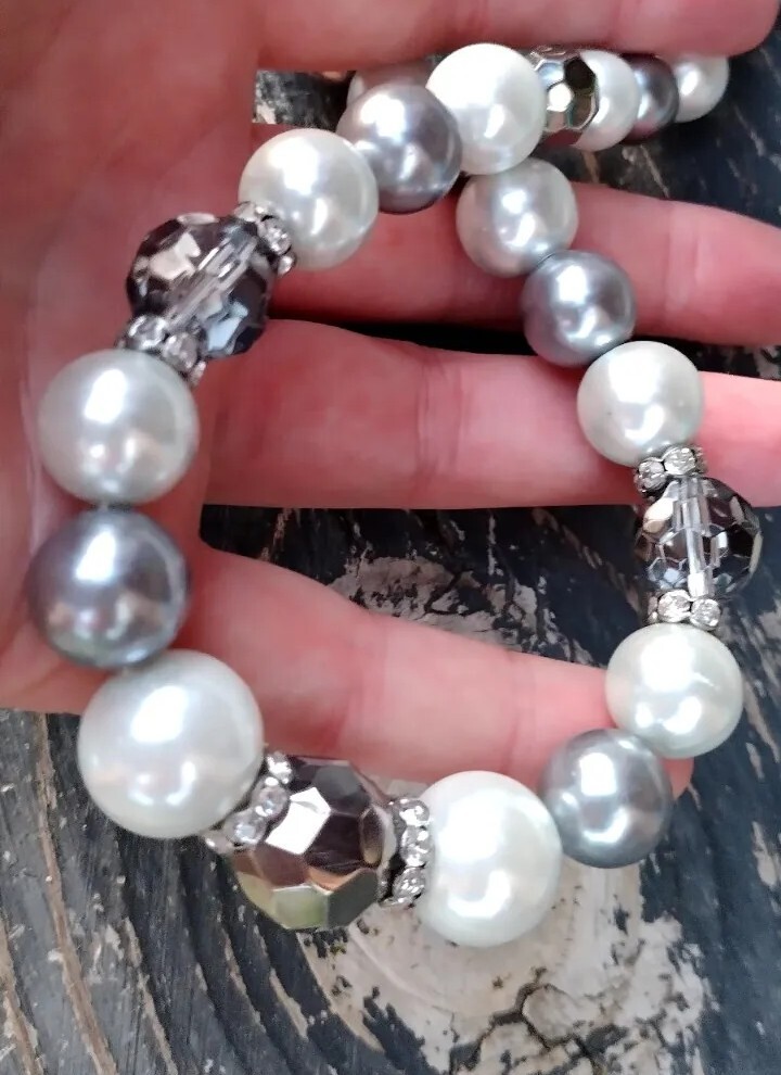 Vintage chains with beads, glass necklace