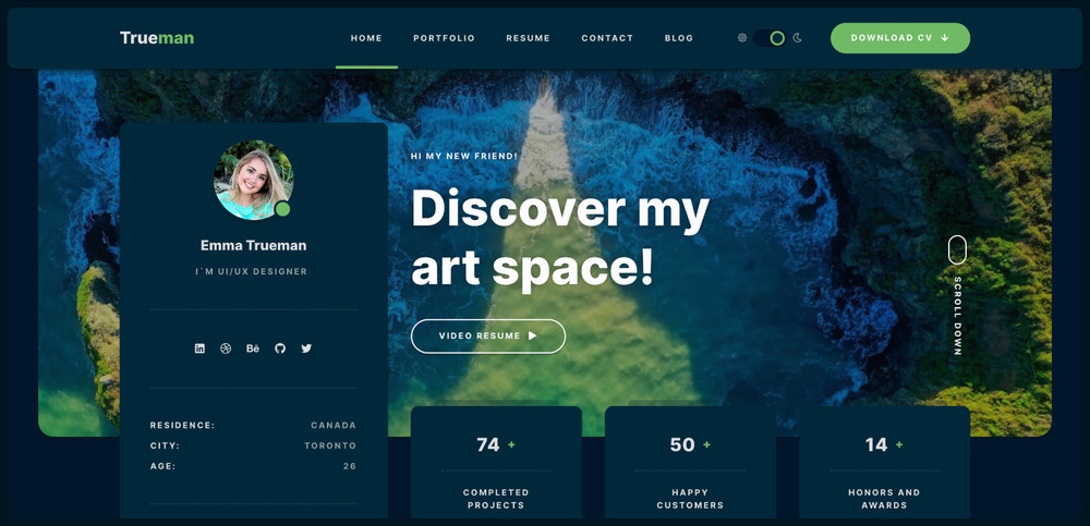 Portfolio Website Design with Free VPS Web Hosting and Installation