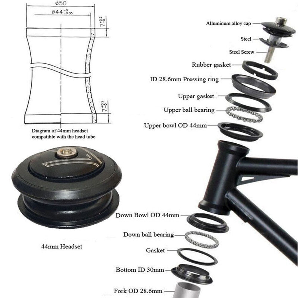 9xConcealed Ball Bearing Fork Headset fits for 28.6mm Fork MTB Bicycle Headset