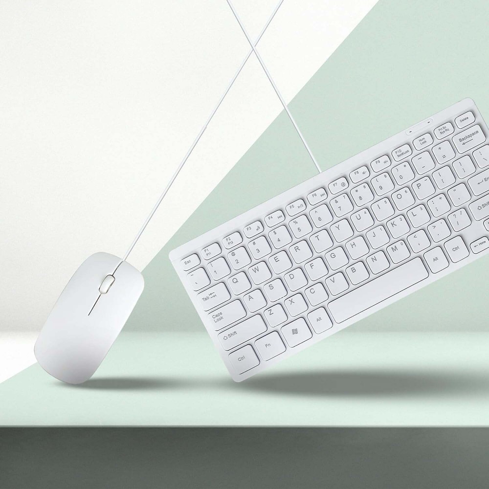 Wired Keyboard and Mouse Combo Slim & Quiet 11.25 inch, USB Connection, Compact