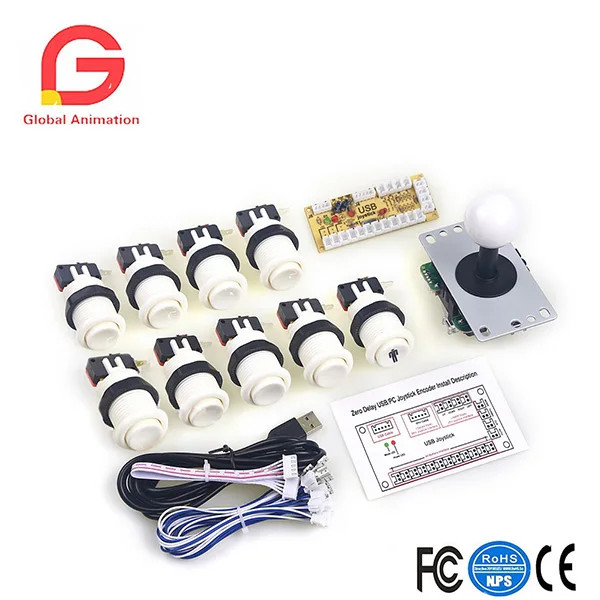 Zero Delay Arcade Game DIY Kits Parts 9 Buttons JoyStick USB Encoder Spare GSS