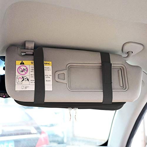 Car Sun Visor Organizer, Multi-Pocket Visor Organizer Storage Pouch for Black