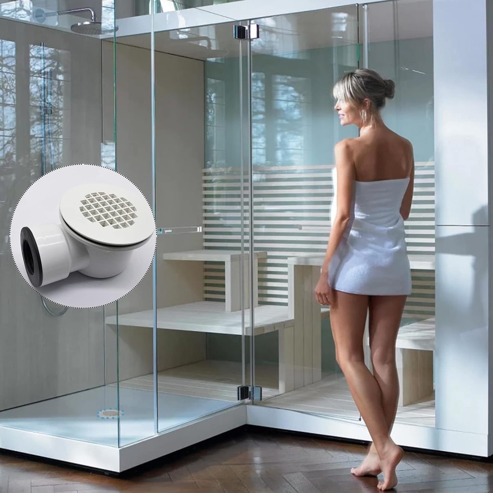 Low Profile Shower Drain,1.5"Side Outlet Drain Assembly with Perforated Strainer