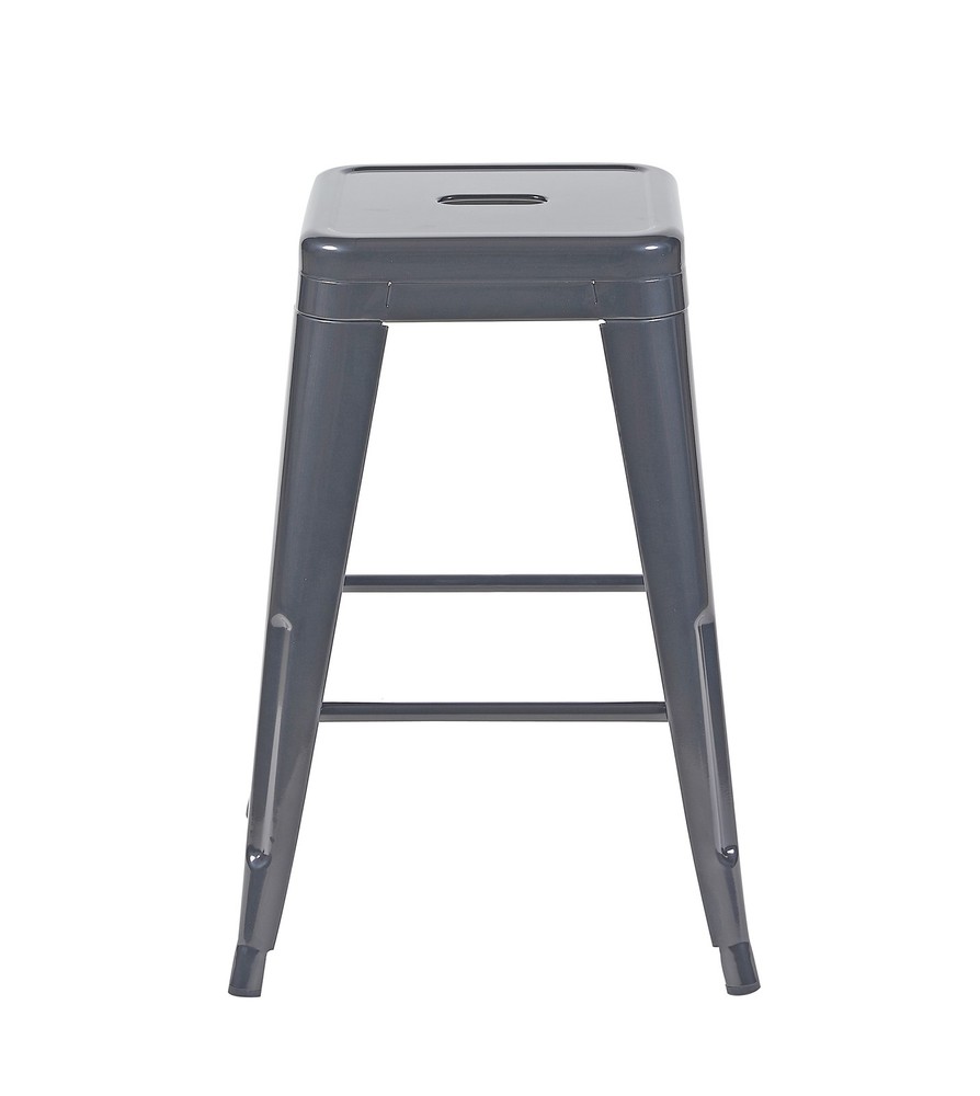 24 Inch Counter Height Stool, Backless Metal Bar Stools Set of 2, Non-Stackabl