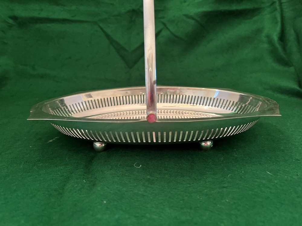 EPNS Silver Plated Footed Tray With Moveable Handle, 11" x 8". Vintage.