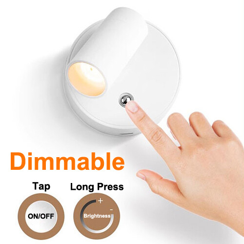 Dimmable LED USB Rechargeable Wall Light Cordless Bedside Lamp Picture Spotlight