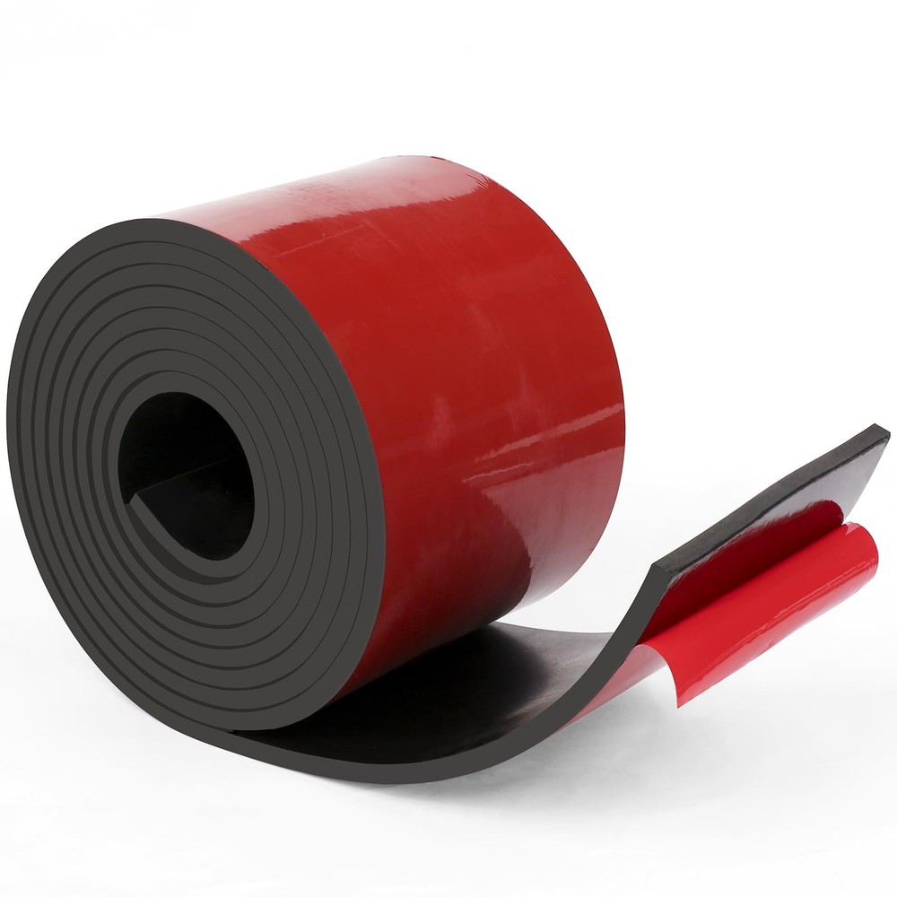 Adhesive Solid Rubber Strips 4" Wide x 1/4" Thick x 60" Long Self Stick Black...