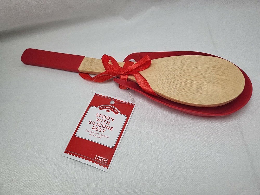 Holiday Time Red Spoon with Silicone Rest & silicone handle