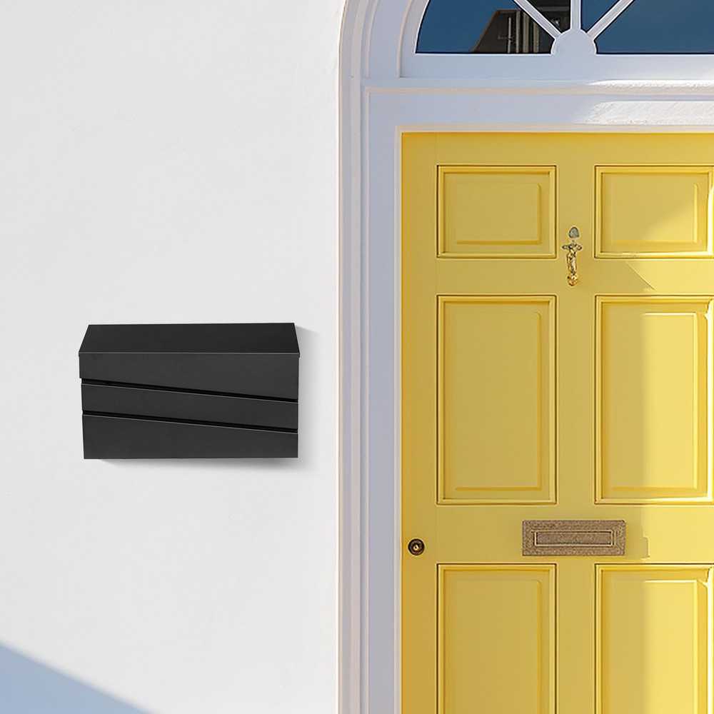 Wall-Mount Mailbox for Outside, Rust Resistant Mail Box No Flag, Black