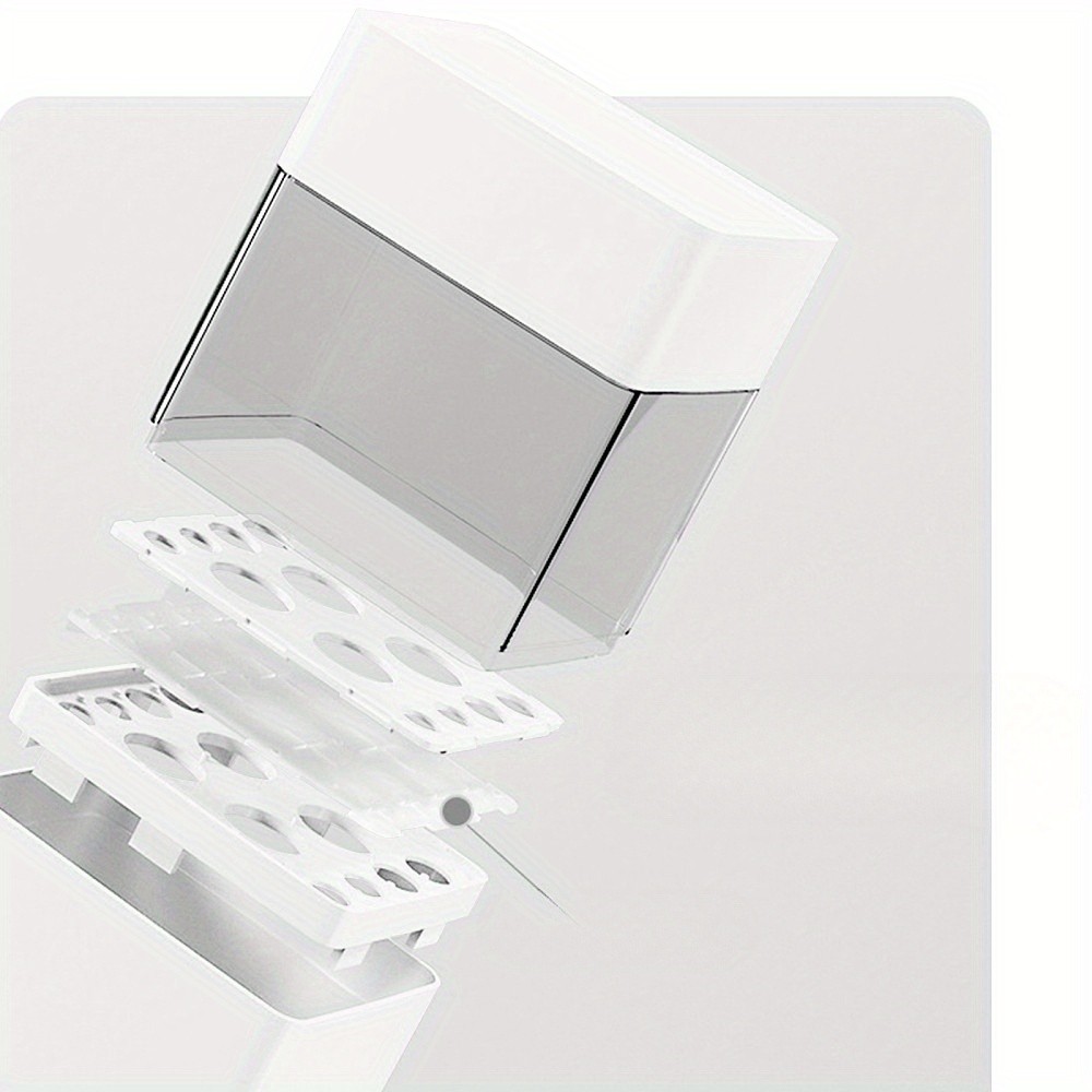 1pc ABS with Plastic Cosmetic Brush Storage Container Rectangle White