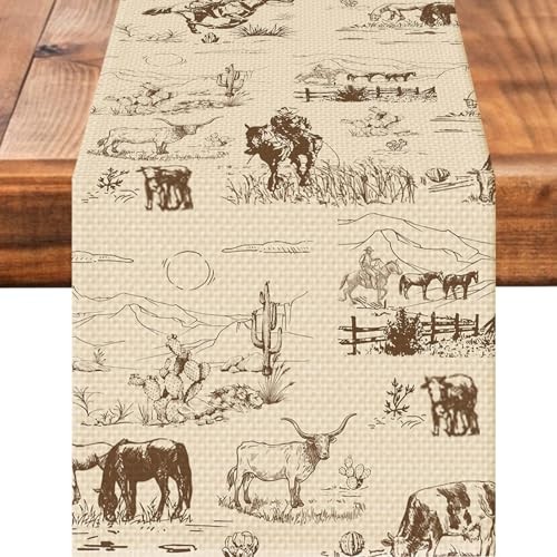 Farm Table Runner Seasonal Spring Fall Kitchen Dining Linen Table Cowboy