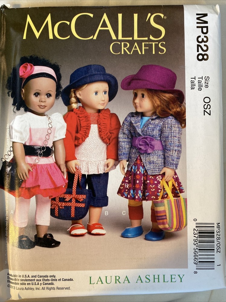 18” Doll Clothes & Accessories Sewing Pattern McCall’s MP328